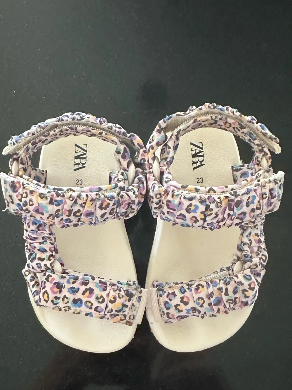 Zara Pink Multicolor Leopard Print Kids Sandals